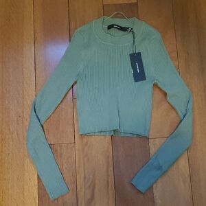 Vero Moda Olive Ribbed Crop Sweater